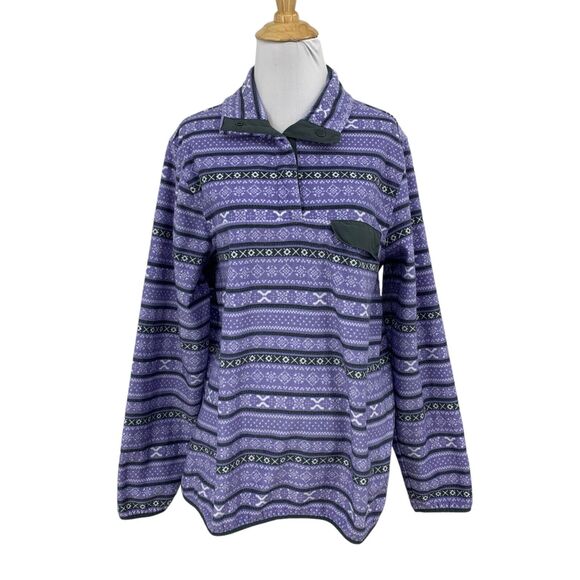 Jachs Sweatshirt Women M Medium Multi Aztec Print Cabin Half Snap Button Fleece - Picture 1 of 12